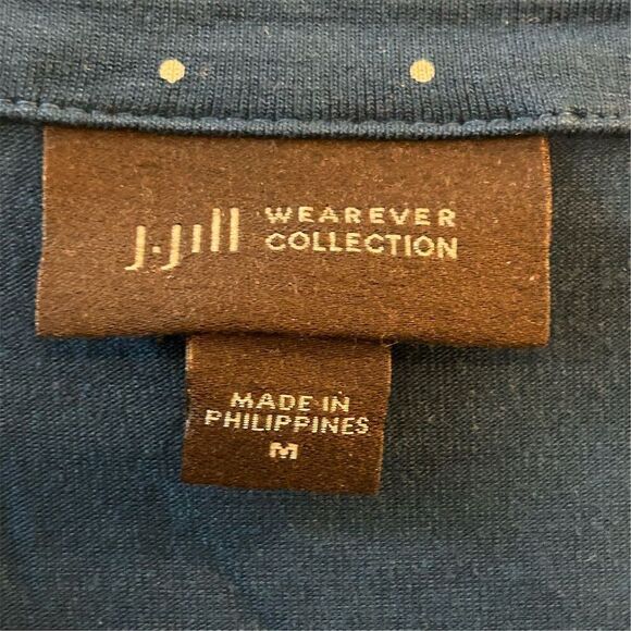 J. Jill Women's Polka Dot Scoop Neck Tee Blue Size M Casual Spring - Picture 6 of 11